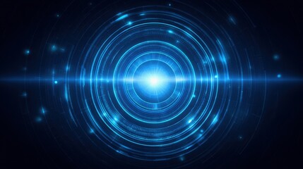 AI-driven concept for innovation accuracy. A mesmerizing blue circular pattern radiating light, evoking a sense of energy and depth in a digital universe.