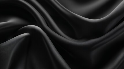 Fototapeta premium Luxurious Black Silk Fabric with Gentle Folds and Soft Texture Perfect for Minimalist Backgrounds