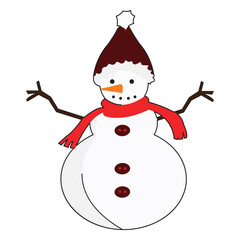 Snowman with hat  scarf and buttons