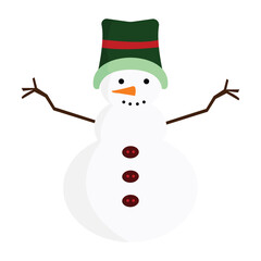 Cute Christmas Snowman with hat and buttons