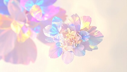 Fototapeta premium Holographic Y2K Flower Clouds