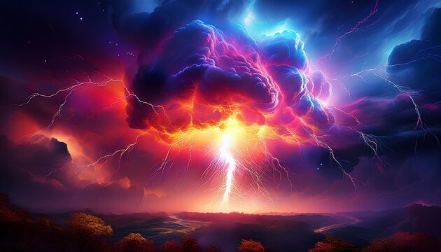 explosion of an electrical discharge lightning - Powered by Adobe