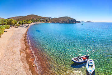 Kampos beach in Patmos, Greece