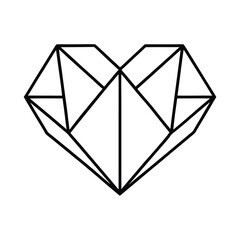 diamond in the form of heart vector crystal heart illustration icon logo set