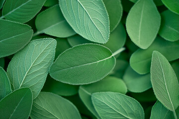 Obraz premium Clary sage natural green leaves macro background