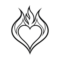 heart with fire flames vector fire valentine illustration art icon logo
