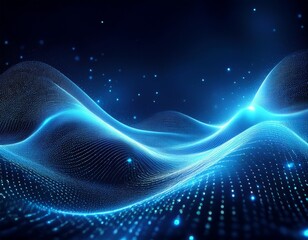 abstract blue wave background with glowing particles
