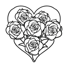 heart of roses rose flower floral pattern vector design icon logo