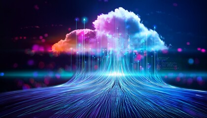 experience the evolution of cloud computing and saas with dynamic graphics illuminating the digital landscape