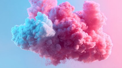 Fototapeta premium Surreal Cyan and Pink Smoke Explosion in Dreamy Atmosphere Captivating Visual Artistry