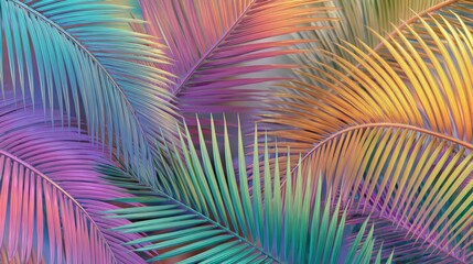 Vibrant Tropical Palm Fronds with a Modern Gradient Pattern in Bright Colors for Stunning Background Design