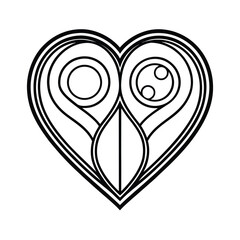 black and white heart vector floral art design icon logo