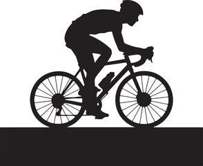 Fototapeta premium Cyclist on road silhouette banner advertisement