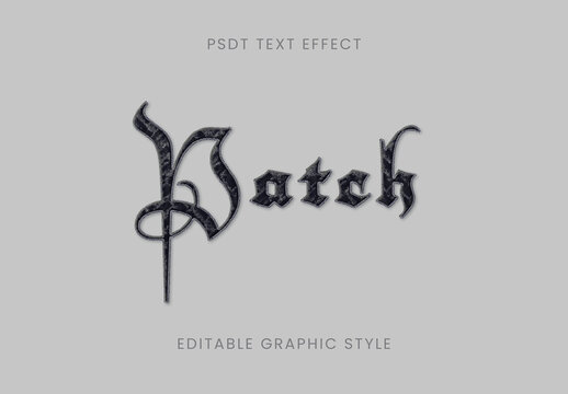Black Stitch Embroidery Text Effect Gothic Fabric Font