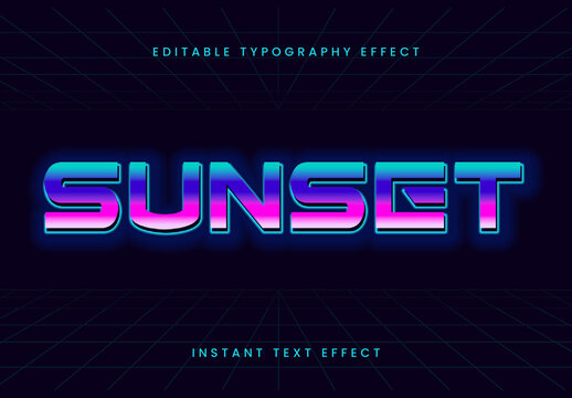 Blue And Pink Vaporwave Text Effects Gradient Futuristic Font