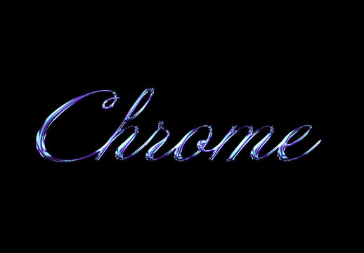 Blue And Purple Chrome Text Effect Script Metallic Glossy Font