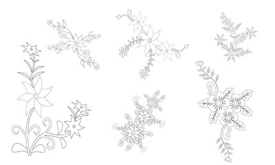 Hand Drawn Floral Flower Wreath Outline vector bundle and Minimal Botanical line art Frame Vector Design set