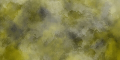 Yellow powder dust smoke on black background. grunge wall, highly detailed textured background.   Watercolor pastel background hand painted. aquarelle colorful stains on paper.