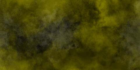 Yellow powder dust smoke on black background. grunge wall, highly detailed textured background.   Watercolor pastel background hand painted. aquarelle colorful stains on paper.