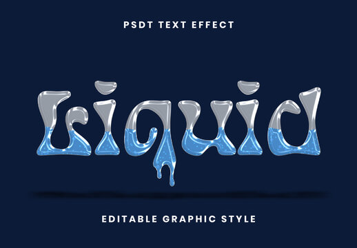 Blue Liquid Text Effect Melt Glossy Drip Font