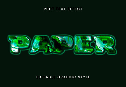 Green And Blue Wrinkled Paper Text Effect Grunge Glow Font
