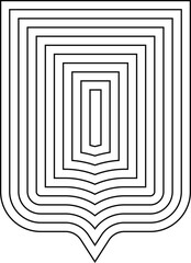 A noble insignia featuring concentric outlines forming a ruby-gilded appearance in a heraldic design.