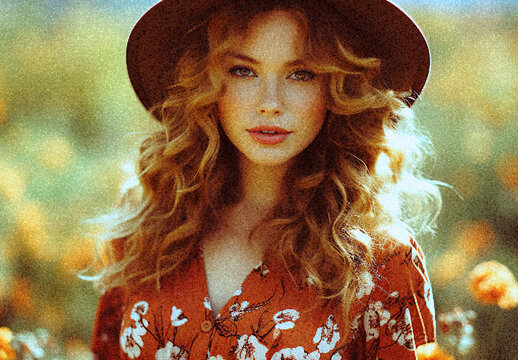 Orange And Golden Worn Vintage Photo Effect