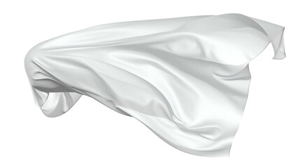 A white fabric element, flowing and sculpted with folds, against a black background