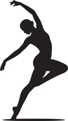 Elegant silhouette of a dancer in motion black vector art