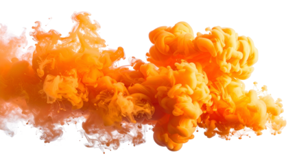 Vibrant orange fluid spreads across black background, creating a dynamic and abstract shape