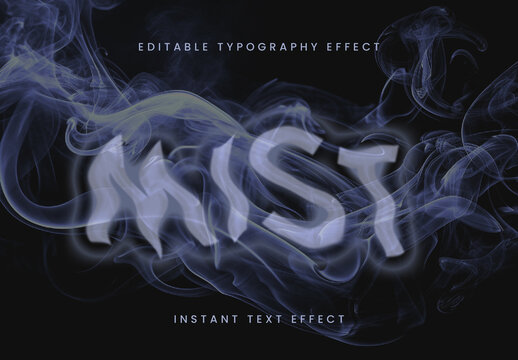 Blue Realistic Smoke Text Effect Vapor Fog Bold Font