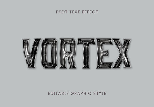 Black And Gray Warped 3d Text Effect Chrome Metal Font