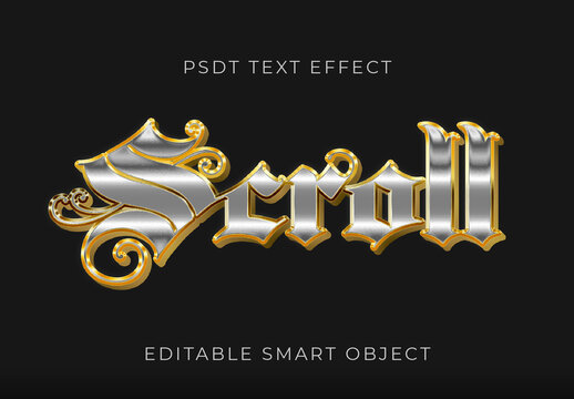 Silver And Gold Victorian Text Effect Gothic Scroll Font