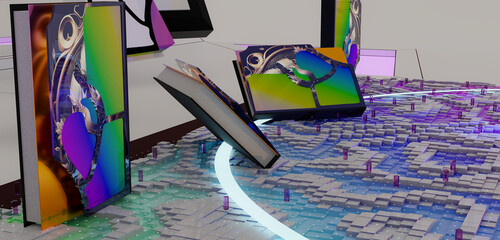 Aesthetic aesthetology aesthereal 3D render concept abstract books story fantasy