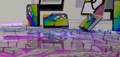 Aesthetic aesthetology aesthereal 3D render concept abstract books story fantasy