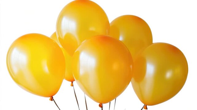 A bunch of yellow balloons drifting in mid-air, perfect for celebrations and parties