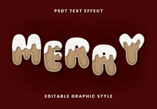 White And Brown Gingerbread Christmas Text Effect Cookie Xmas Font