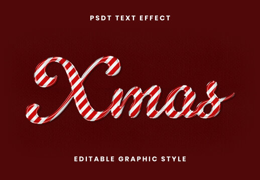 Red And White Candy Cane Christmas Text Effect Script Xmas Font