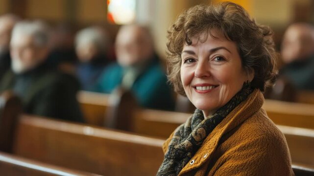 Happy Faithful Church Attendee