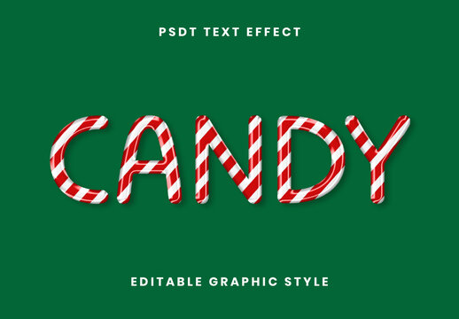 Red And White Candy Cane Christmas Text Effect Xmas Peppermint Bold Font