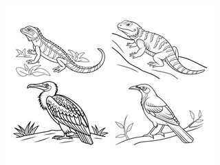 Obraz premium coloring page line art the animal black vector bundle