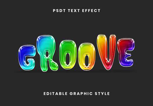 Colorful Chromatic Glass Text Effect Rainbow Groovy Font