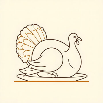 Simple Turkey Illustration on a Serving Plate" A stylized depiction of a turkey on a platter, hinting at the traditional Thanksgiving feast.