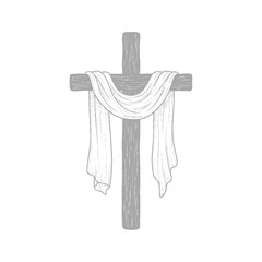 Christian Cross with Draped Fabric Design Illustration