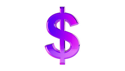Obraz premium A glossy, purple and pink gradient dollar sign isolated against a black background
