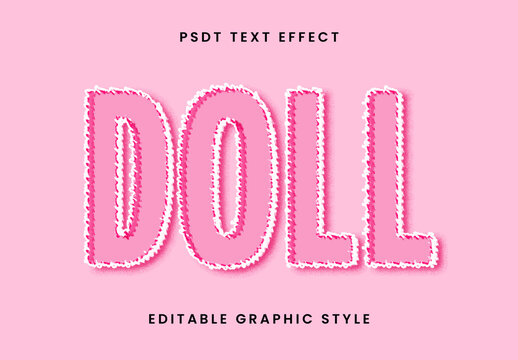 Pink And White Stitch Patch Text Effect Bold Embroidery Font