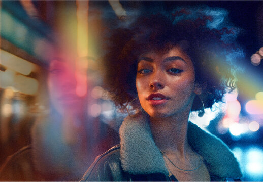 Blue And Pink Light Leak Photo Effect