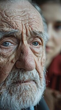 Aging man with deep gaze, contemplating brain health after potential Ischemic, Hemorrhagic stroke, Minor stroke, or Transient ischemic attack (TIA).
