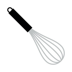 Whisk or whisk-beater icon. A hand-held tool for whipping cream or mousse, egg whites, or yolks. A kitchen or chef's tool. Used in making confectionery, milkshakes, or baked goods.