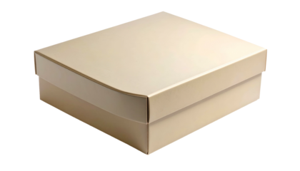 A rectangular closed beige box on a black background, featuring subtle shading and rounded corners